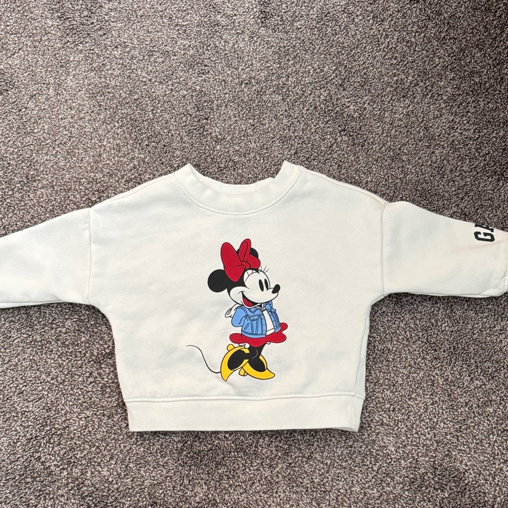 GAP Cream Minnie Mouse Sweatshirt with Red Bow